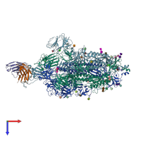 PDB entry 7q0a coloured by chain, top view.