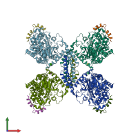 PDB entry 7q12 coloured by chain, front view.