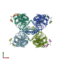 PDB entry 7q13 coloured by chain, front view.