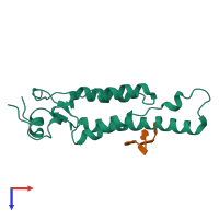 PDB entry 7q2q coloured by chain, top view.