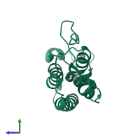 PDB entry 7q3f coloured by chain, side view.