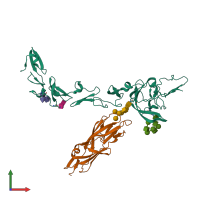 PDB entry 7q3n coloured by chain, front view.