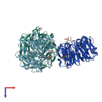 PDB entry 7q40 coloured by chain, top view.