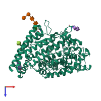 PDB entry 7q4c coloured by chain, top view.