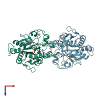 PDB entry 7q4i coloured by chain, top view.