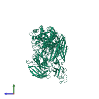 PDB entry 7q5z coloured by chain, side view.