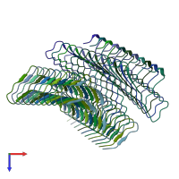 PDB entry 7q65 coloured by chain, top view.