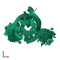 PDB entry 7q6l coloured by chain, ensemble of 20 models, front view.