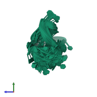 PDB entry 7q6l coloured by chain, ensemble of 20 models, side view.