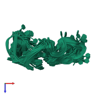 PDB entry 7q6l coloured by chain, ensemble of 20 models, top view.