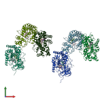 PDB entry 7q6x coloured by chain, front view.