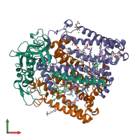 PDB entry 7q7j coloured by chain, front view.