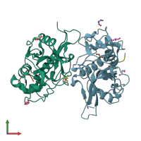 PDB entry 7q8l coloured by chain, front view.