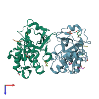 PDB entry 7q8l coloured by chain, top view.