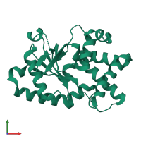 PDB entry 7qay coloured by chain, front view.