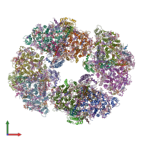 PDB entry 7qco coloured by chain, front view.