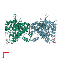 PDB entry 7qg1 coloured by chain, top view.