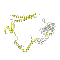 The deposited structure of PDB entry 7qho contains 2 copies of Pfam domain PF19297 (QcrA subunit N-terminal region) in Cytochrome bc1 complex Rieske iron-sulfur subunit. Showing 1 copy in chain A.