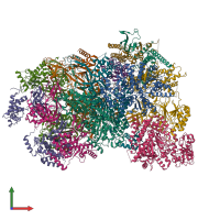 Hetero 15-meric assembly 1 of PDB entry 7qhs coloured by chemically distinct molecules, front view.