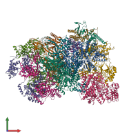 PDB entry 7qhs coloured by chain, front view.