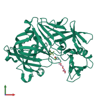 PDB entry 7qm3 coloured by chain, front view.