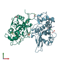 PDB entry 7qo2 coloured by chain, front view.