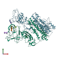 PDB entry 7qo9 coloured by chain, front view.