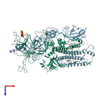 PDB entry 7qo9 coloured by chain, top view.