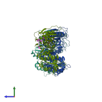 PDB entry 7qqk coloured by chain, side view.