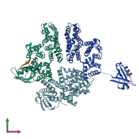 PDB entry 7qql coloured by chain, front view.