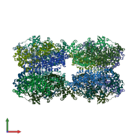 PDB entry 7qvi coloured by chain, front view.