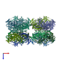 PDB entry 7qvi coloured by chain, top view.