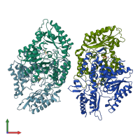 PDB entry 7qx3 coloured by chain, front view.