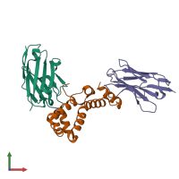 PDB entry 7r1z coloured by chain, front view.