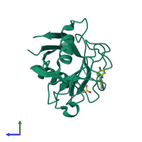 PDB entry 7r2j coloured by chain, side view.