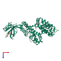 PDB entry 7r2t coloured by chain, top view.