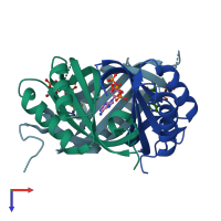 PDB entry 7r2z coloured by chain, top view.