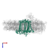 Photosystem I P700 chlorophyll a apoprotein A1 in PDB entry 7r3k, assembly 1, top view.