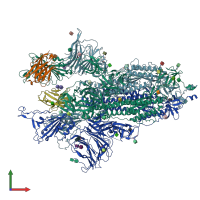 PDB entry 7r4q coloured by chain, front view.