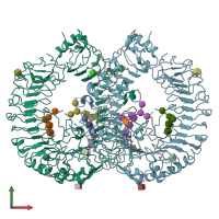 PDB entry 7r54 coloured by chain, front view.