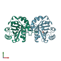 PDB entry 7r7m coloured by chain, front view.