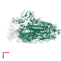 Spike glycoprotein in PDB entry 7r8m, assembly 1, top view.