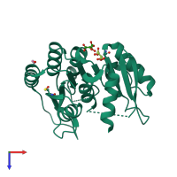 PDB entry 7r8z coloured by chain, top view.