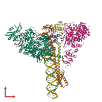 PDB entry 7re2 coloured by chain, front view.