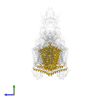 Cytochrome bc1 complex cytochrome b subunit in PDB entry 7rh7, assembly 1, side view.