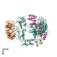 PDB entry 7ri7 coloured by chain, top view.