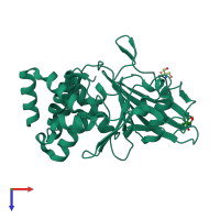 PDB entry 7rin coloured by chain, top view.