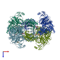 PDB entry 7rkz coloured by chain, top view.