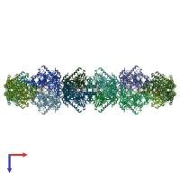 PDB entry 7rl0 coloured by chain, top view.