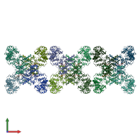 PDB entry 7rl5 coloured by chain, front view.